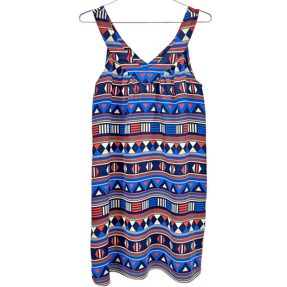 Marc by Marc Jacobs Silk Dress Size Small Aztec Print V Neck Waist Tie Y2K Retro - Picture 2 of 13